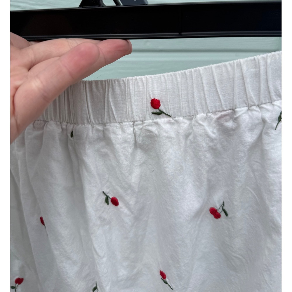 Cider White Cherry Embroidered Tiered Maxi Skirt Cottagecore Coquette Cotton XL - Picture 6 of 9